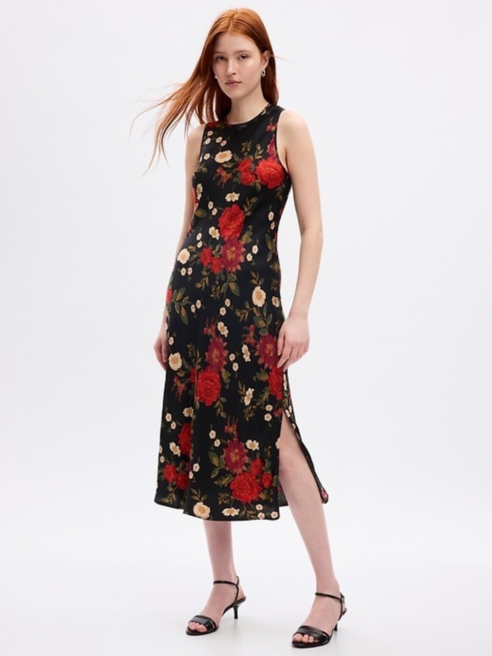 Gap Floral High neck Satin Slip Dress Sz S Fairy Grunge Dark Romantic Y2K Sz S - Picture 3 of 12